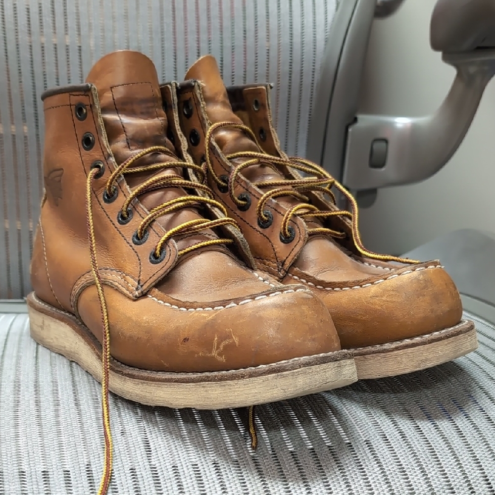 Red Wing Shoes Tan Leather Moc Toe Work Boots